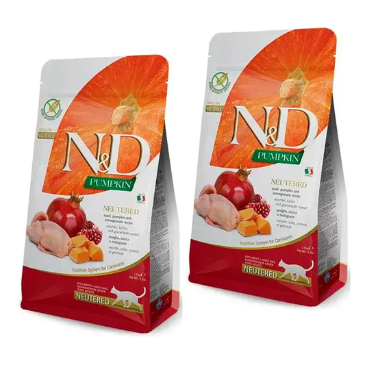 Ração Farmina N&D Cat Pumpkin Neutered Neutered Quail para gatos, Embalagem 2 x 1,5Kg