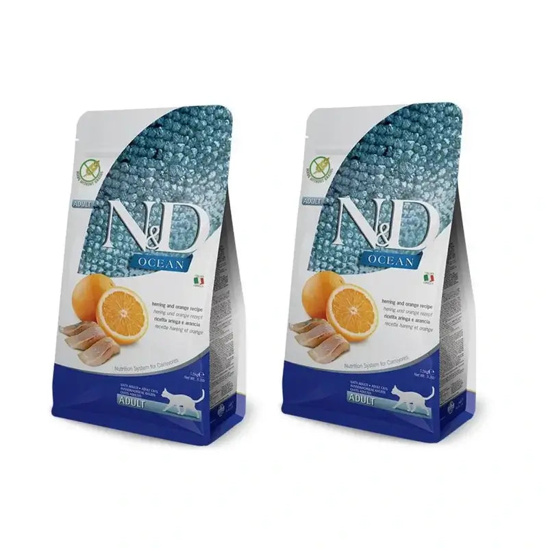 Farmina N&D Cat Ocean Herring 5Kg, Ração para gatos, embalagem de 2