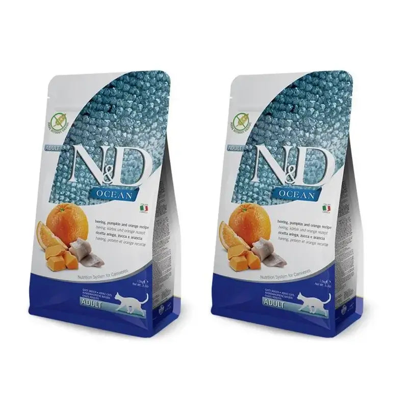 Farmina N&D Cat Ocean Pumpkin Herring 300Gr, Ração para Gatos, Pack de 2