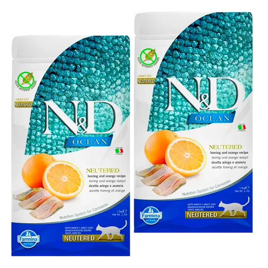 Ração Farmina N&D Cat Ocean Neutered Cat, Embalagem 2 x 1,5Kg