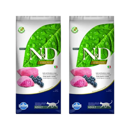 Farmina N&D Cat Prime Cordeiro 10Kg, Ração para Gatos, Embalagem de 2