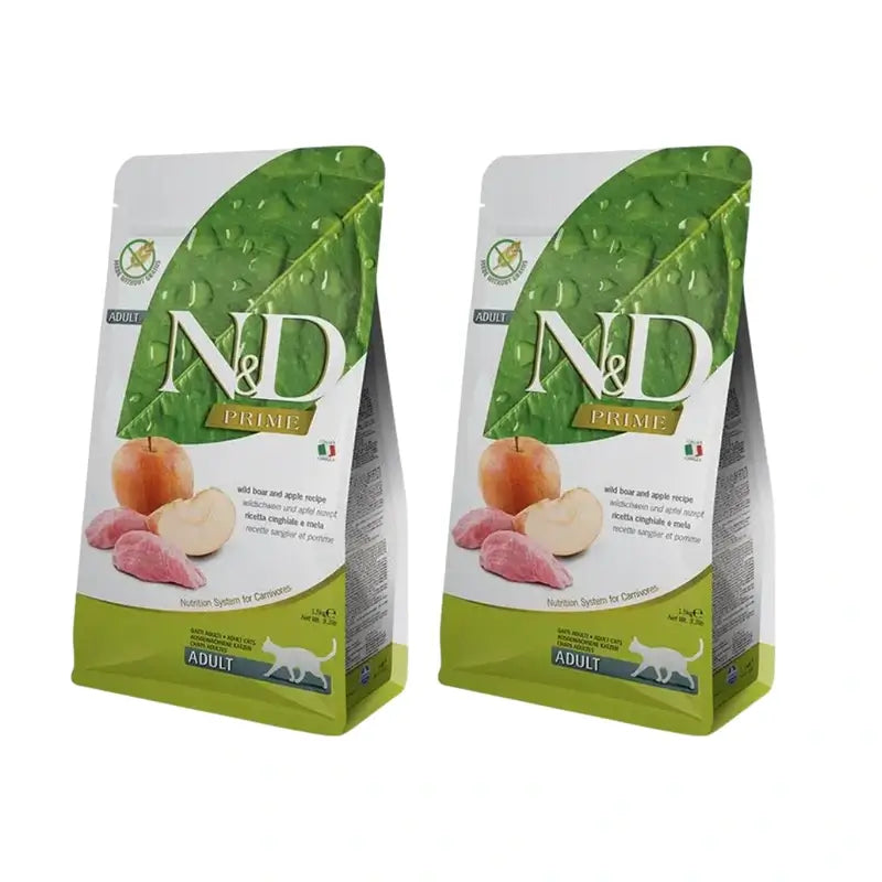 Farmina N&D Cat Prime Jabali 5Kg, Ração para Gatos, Embalagem de 2