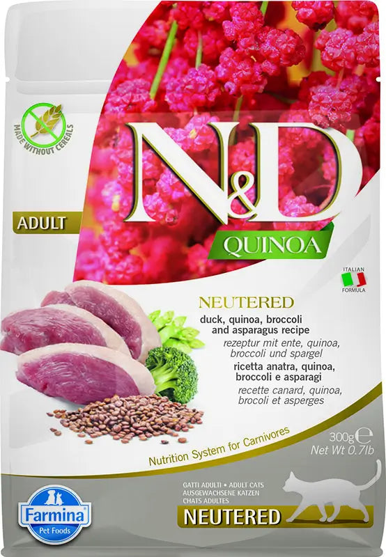 Farmina N&D Cat Quinoa Neutered Pato 300Gr, pienso para gatos