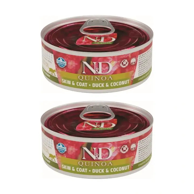 Farmina N&D Cat Quinoa Skin Coat Duck Caixa 24X80Gr, Ração húmida para gatos, Embalagem de 2