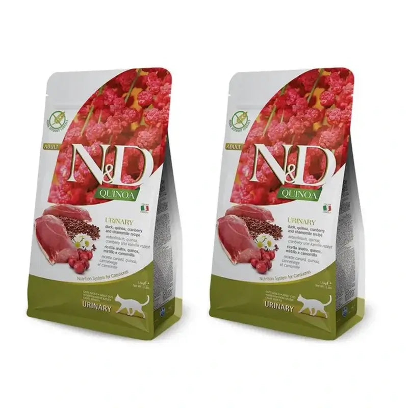 Farmina N&D Cat Quinoa Urinary Urinary Duck 5Kg, Ração para Gatos, Embalagem de 2