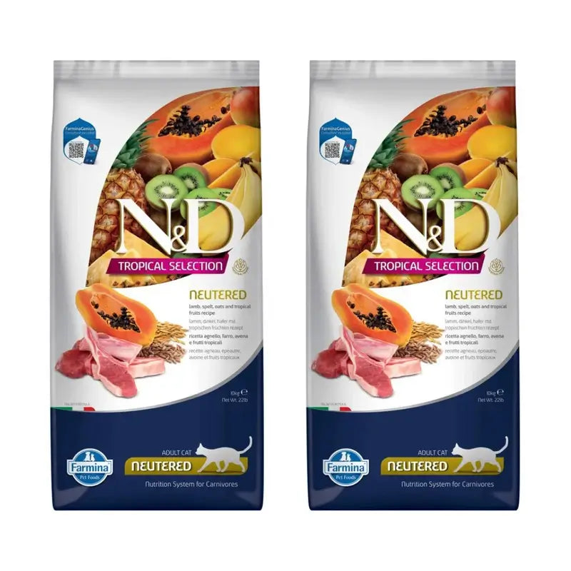 Farmina N&D Cat Tropical Selection Borrego Castrado 10Kg, Embalagem de 2