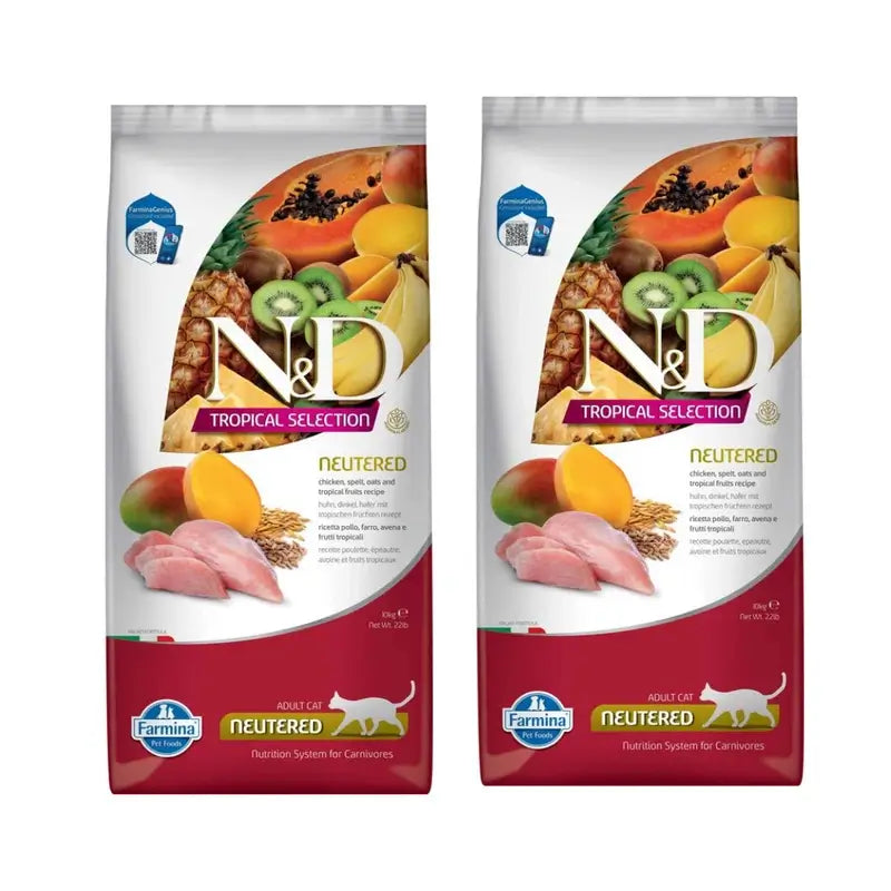 Farmina N&D Cat Tropical Selection Frango Castrado 10Kg, Embalagem de 2