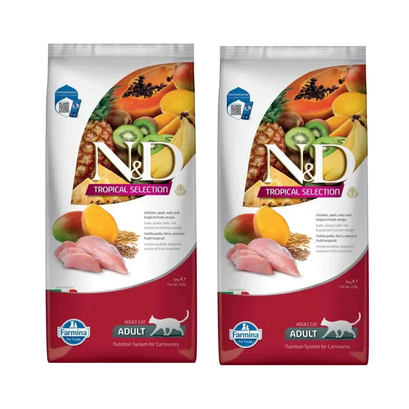 Farmina N&D Cat Tropical Selection Frango 10Kg, Embalagem de 2