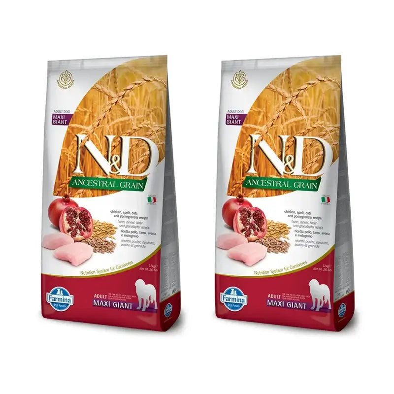 Farmina N&D Dog Ancestral Giant Chicken 12Kg, Ração para Cães, Embalagem de 2