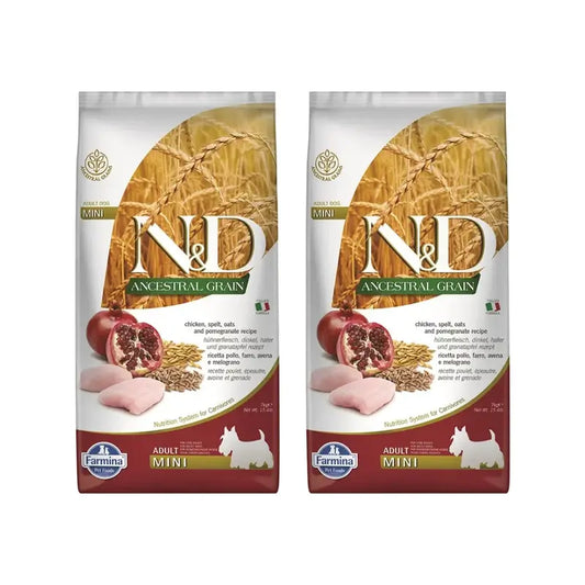 Farmina N&D Dog Ancestral Mini Frango 7Kg, Ração para Cães, Embalagem de 2