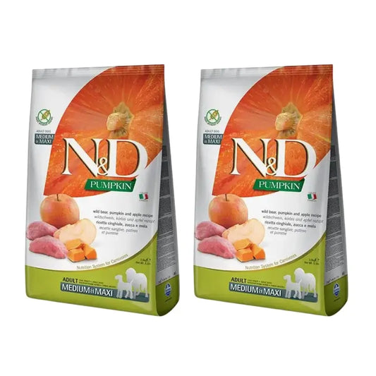 Farmina N&D Dog Calabaza Medium Maxi Jabali 12Kg, Ração para Cães, Embalagem de 2