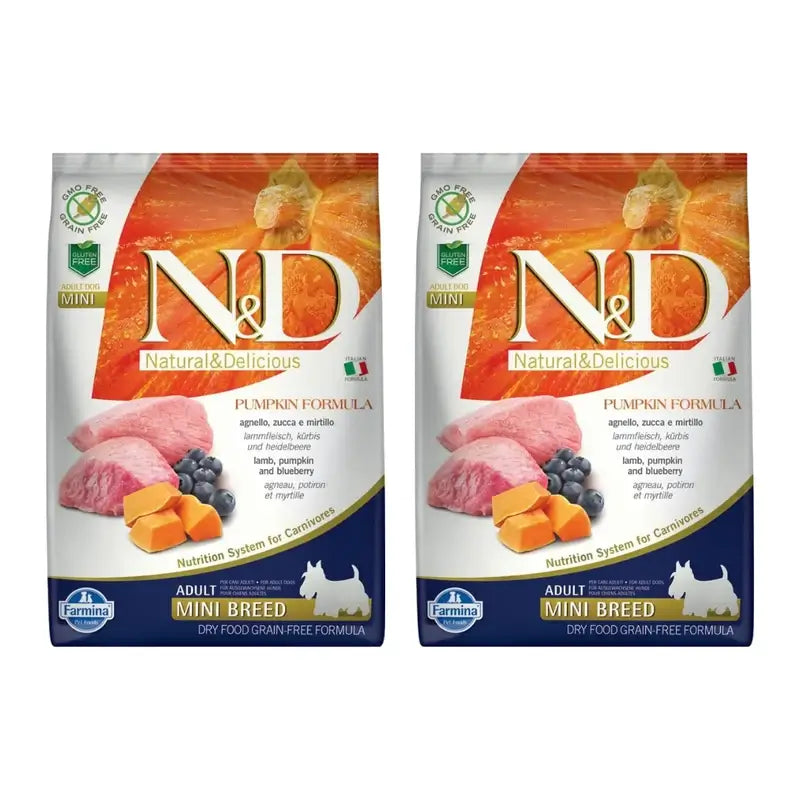 Farmina N&D Dog Abóbora Mini Cordeiro 7Kg, Ração para Cães, Embalagem de 2