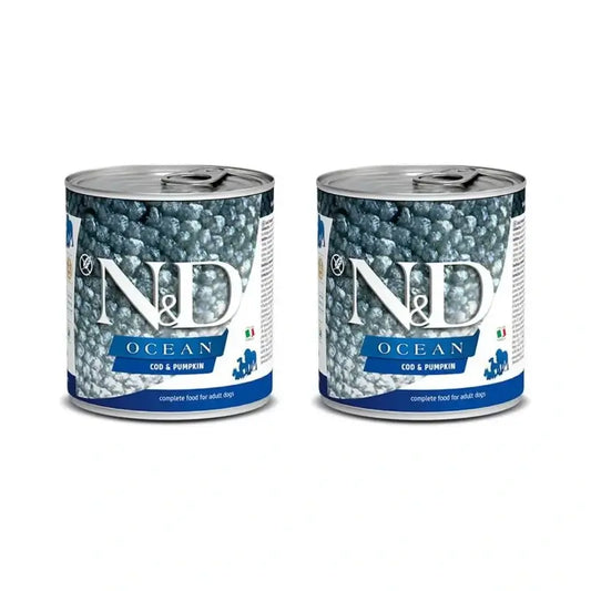 Farmina N&D Dog Ocean Abóbora Bacalhau Caixa 6X285Gr, Alimento húmido para cães, Embalagem de 2