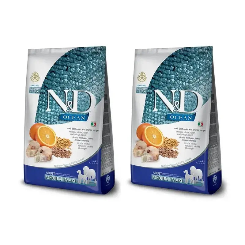 Farmina N&D Dog Ocean Low Grain Medium Maxi Cod 12Kg, Ração para Cães, Embalagem de 2