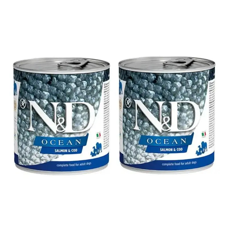 Farmina N&D Dog Ocean Salmão Bacalhau Caixa 6X285Gr, Alimento húmido para cães, Embalagem de 2