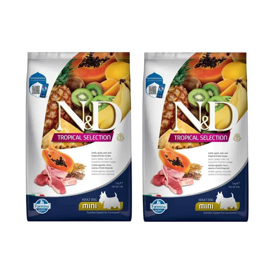 Farmina N&D Dog Tropical Selection Mini Cordeiro 5Kg, embalagem de 2