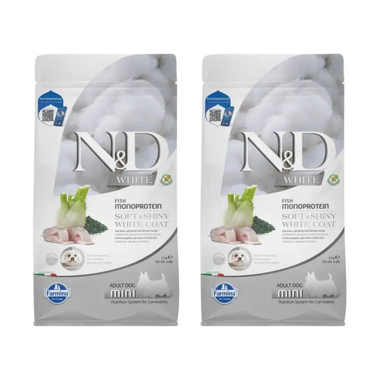 Farmina N&D Robalo Branco Spirulina Mini 2Kg, embalagem de 2