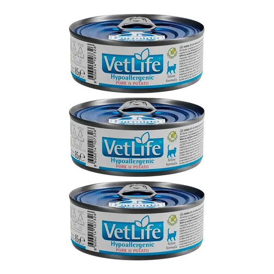 Farmina Vet Life Gato Hipoalergénico Porco, Embalagem 3 x Caixa 12X85Gr