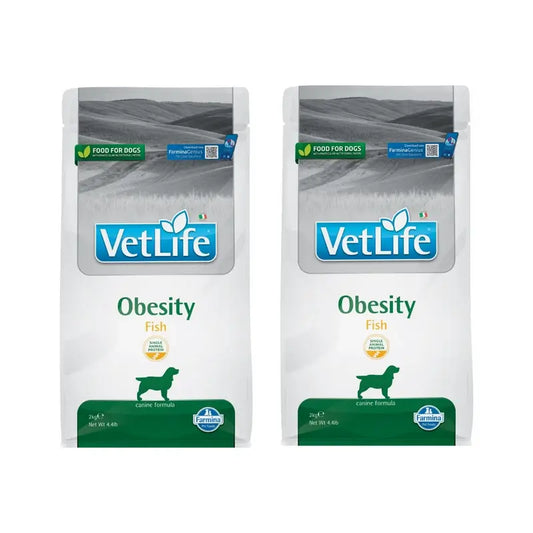 Farmina Vet Life Nat Dog Obesity Fish Adult 2Kg, Ração para Cães, Embalagem de 2