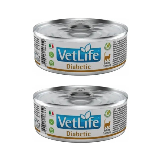 Farmina Vet Natural Diet Cat Diabetic 12X85Gr, Alimento húmido para gatos, embalagem de 2