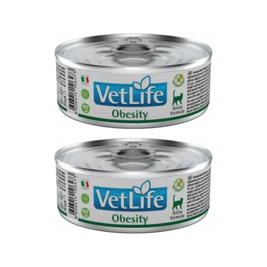 Farmina Vet Natural Diet Cat Obesity 12X85Gr, Alimento húmido para gatos, embalagem de 2