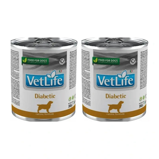 Farmina Vet Natural Diet Dog Diabetic 6X300Gr, Alimento húmido para cães, embalagem de 2