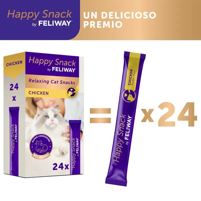 Feliway Happy Snack Sabor a Galinha, 24 saquetas