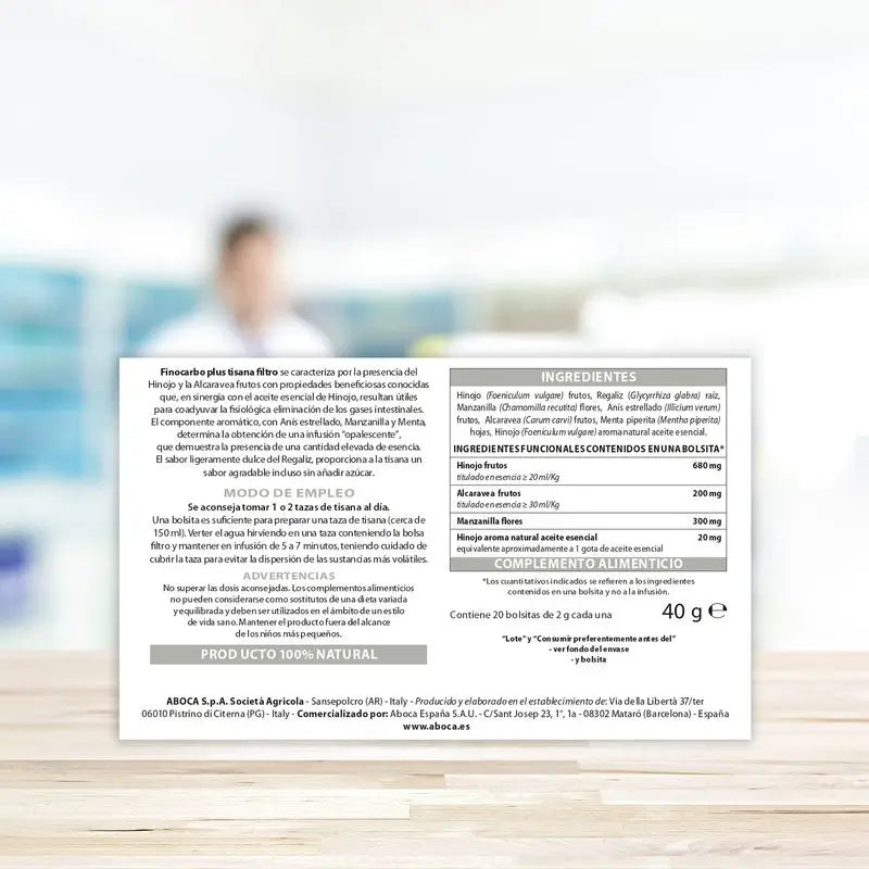 Aboca Finocarbo Plus Tisana Digestão, 20 Saquetas