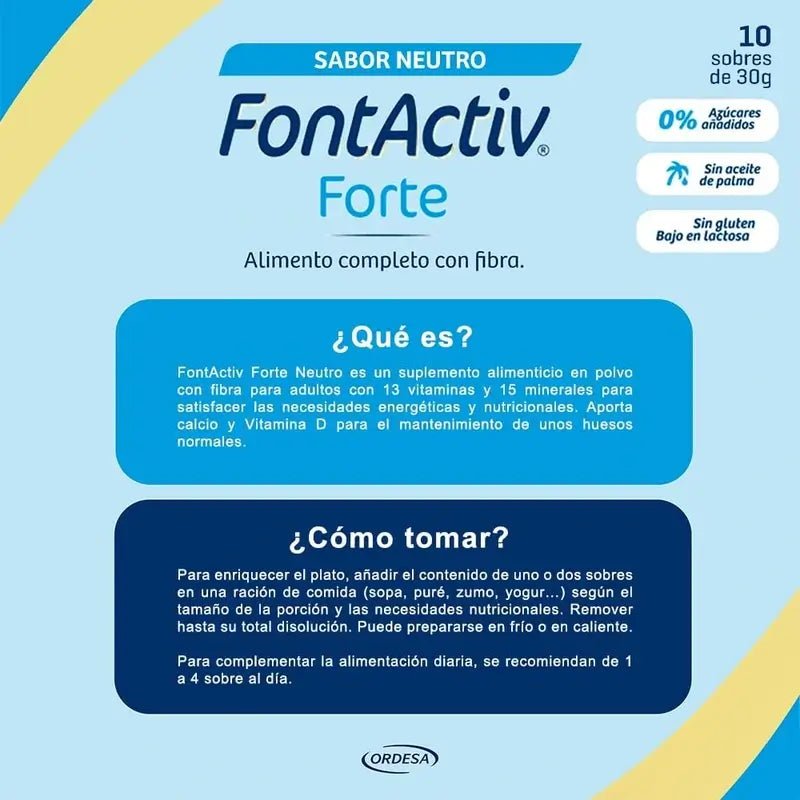 Ordesa Fontactiv Forte Sabor Neutro 10 Envelopes de 30 gr