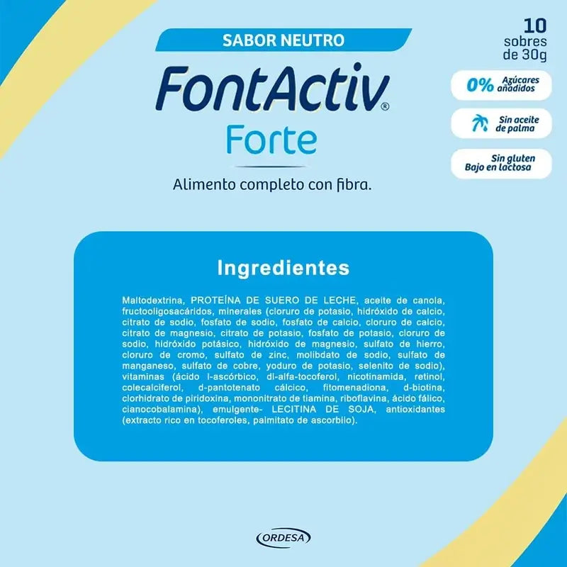 Ordesa Fontactiv Forte Sabor Neutro 10 Envelopes de 30 gr