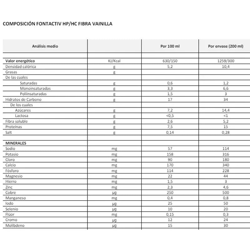 FontActiv HP/HC Fibre Multi Pack 24x200 ml (12 garrafas de chocolate/12 de baunilha)