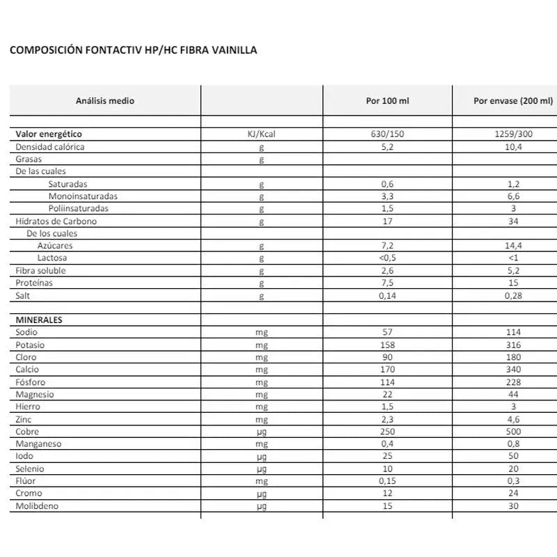 FONTACTIV HP/HC FIBRA VAINILLA 24 X 200 ML