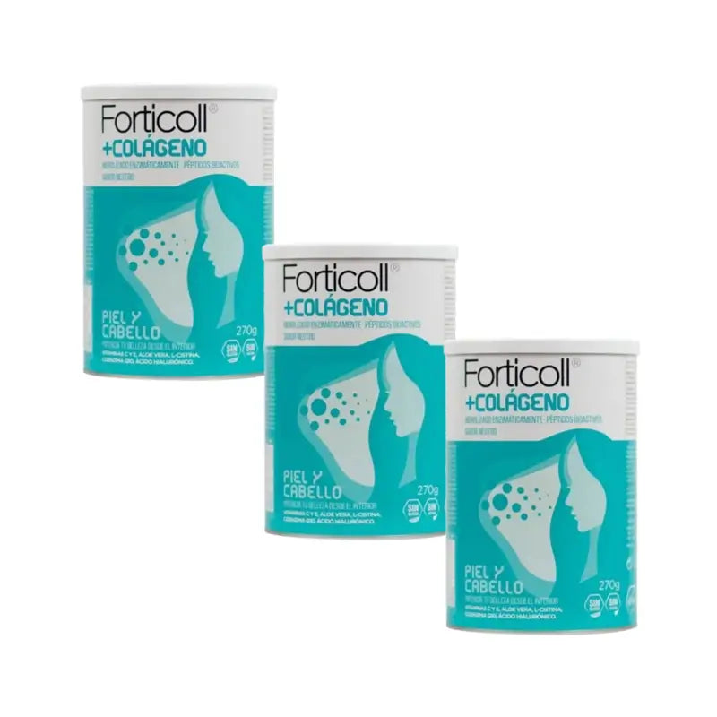 Forticoll Amêndoa Colagénio Bioativo Pele e Cabelo, 3X270 Gr