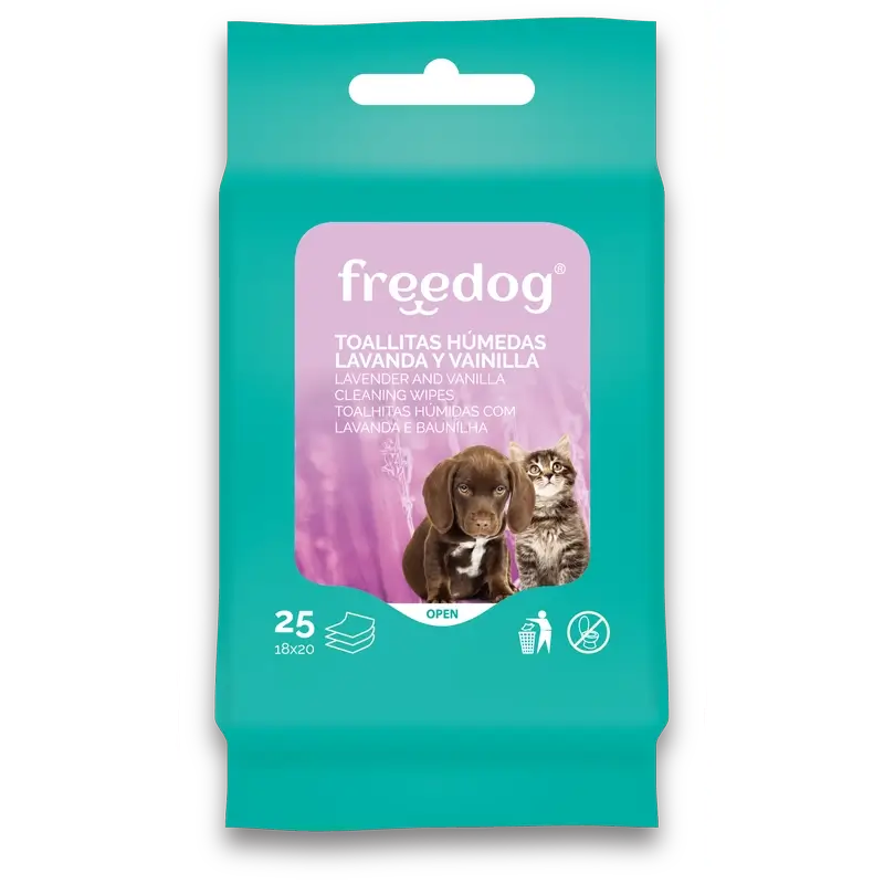 Freedog Toalhetes húmidos Lav/Vain Pocket 25 Ud 18X20Cm