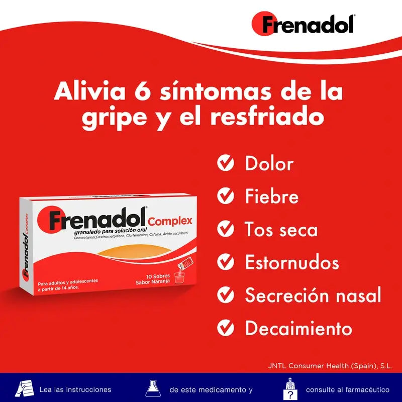 FRENADOL® Flu Relief Complex, Via oral, 10 saquetas