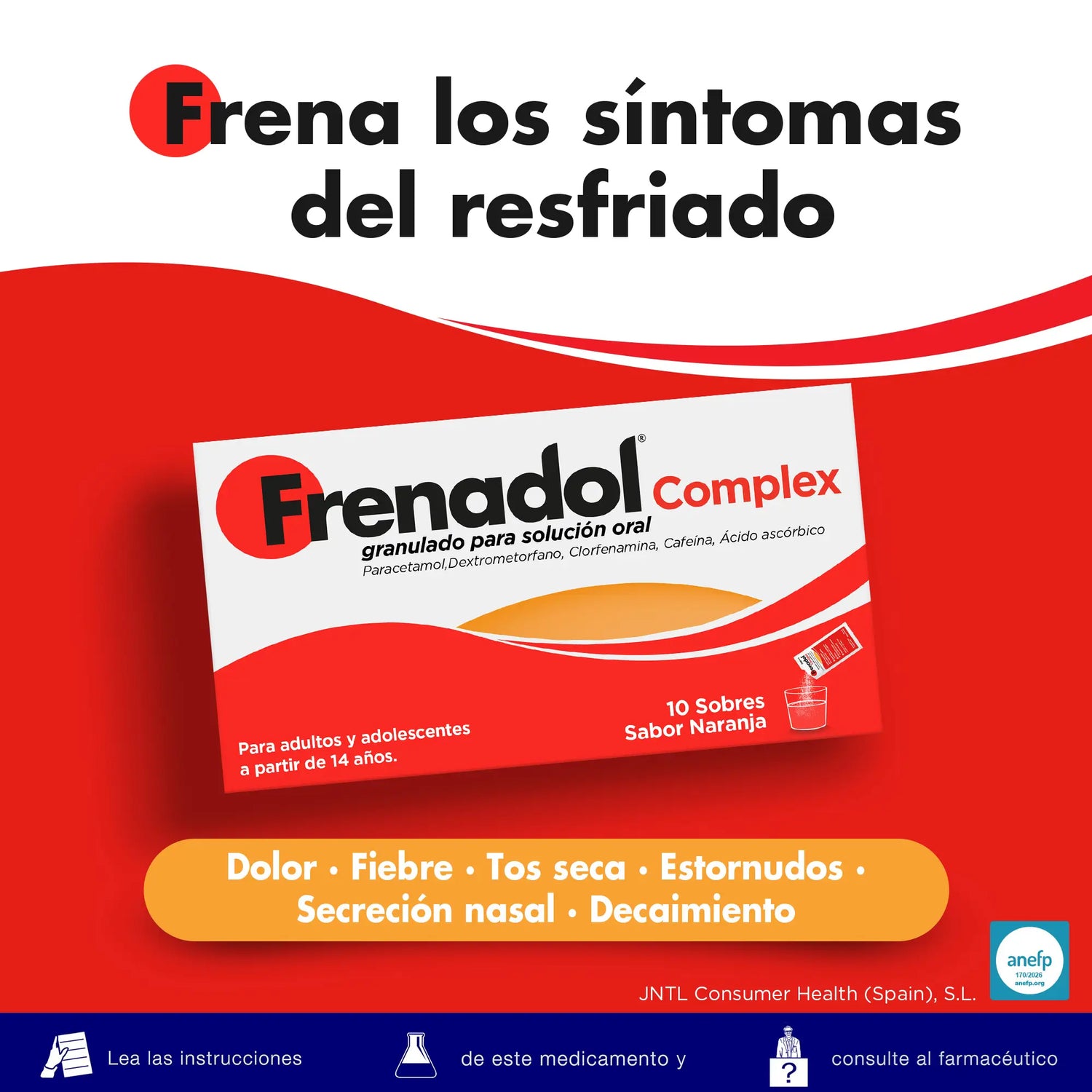 FRENADOL® Flu Relief Complex, Via oral, 10 saquetas
