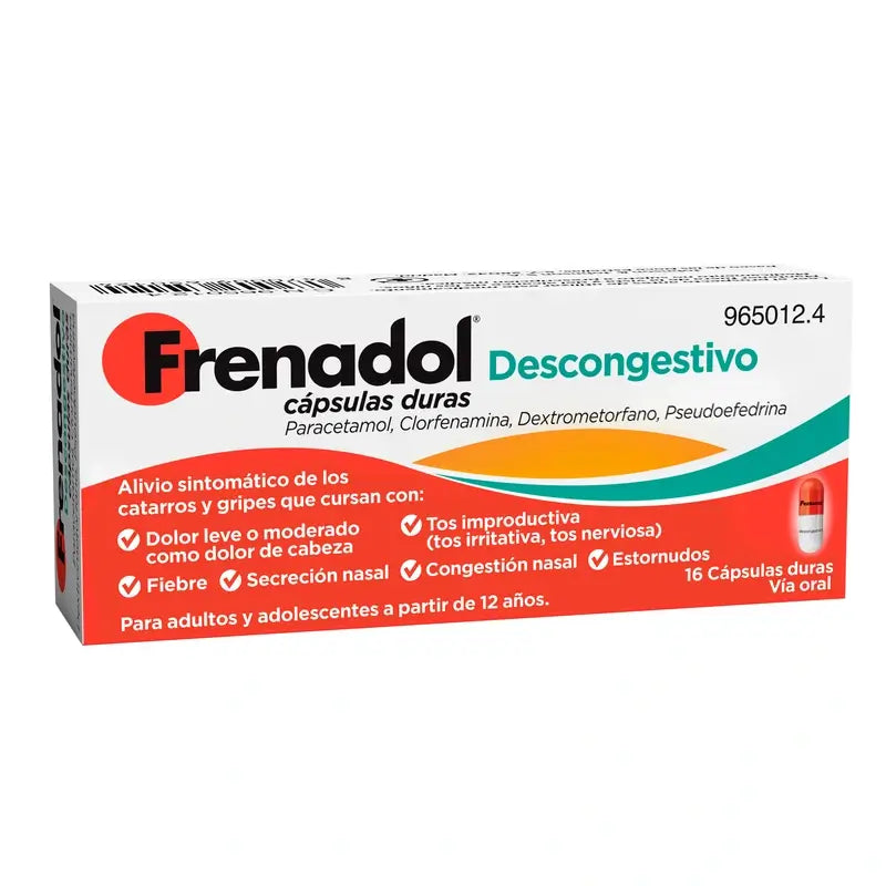 FRENADOL® Descongestionante da gripe, Via oral, 16 cápsulas