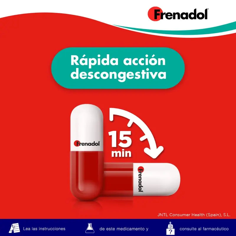 FRENADOL® Descongestionante da gripe, Via oral, 16 cápsulas