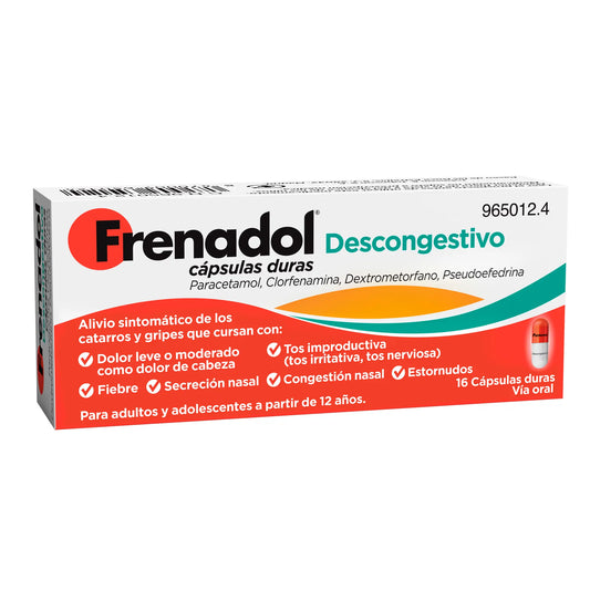 FRENADOL® Descongestionante da gripe, Via oral, 16 cápsulas
