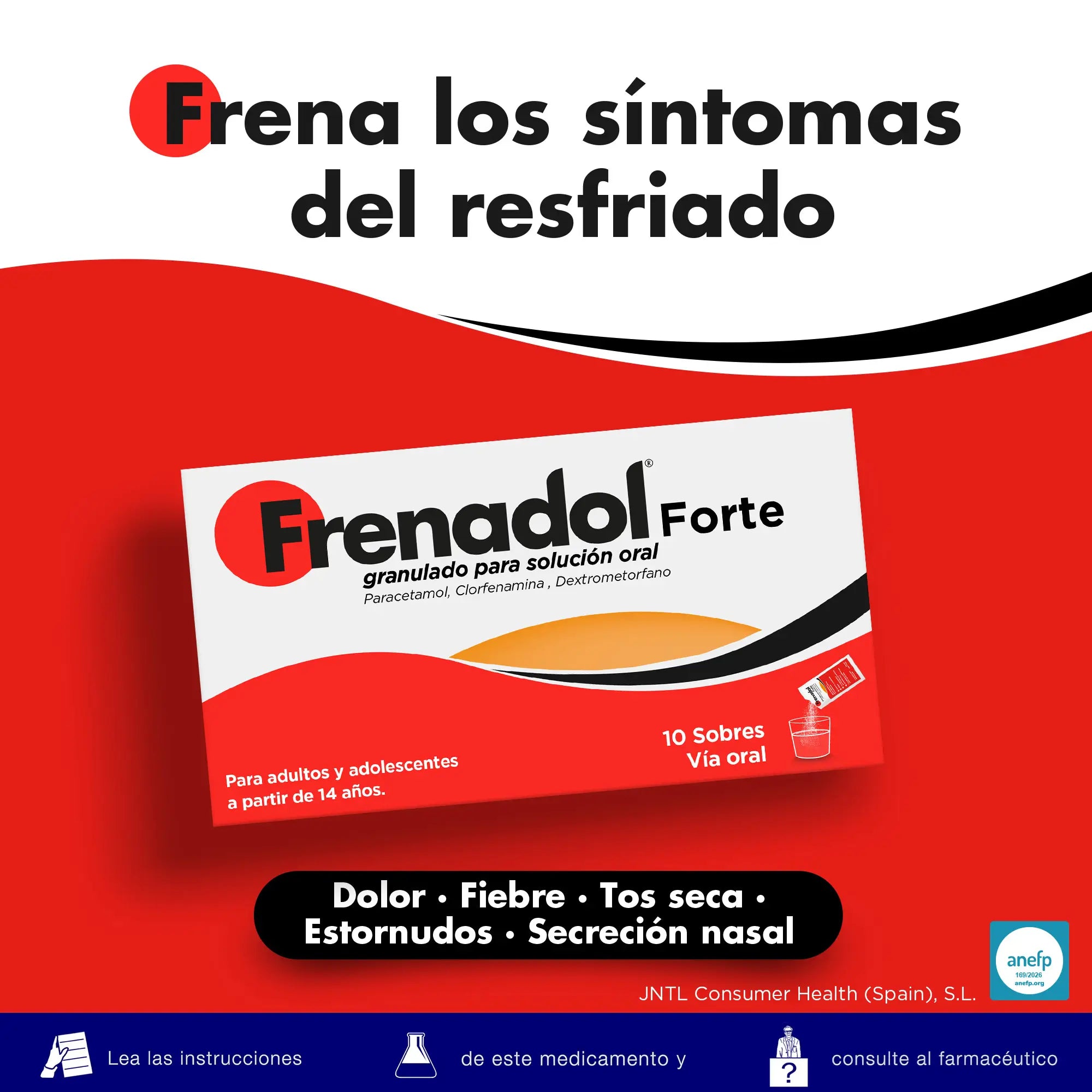 FRENADOL® Forte Anti-gripe, Via oral, 10 saquetas