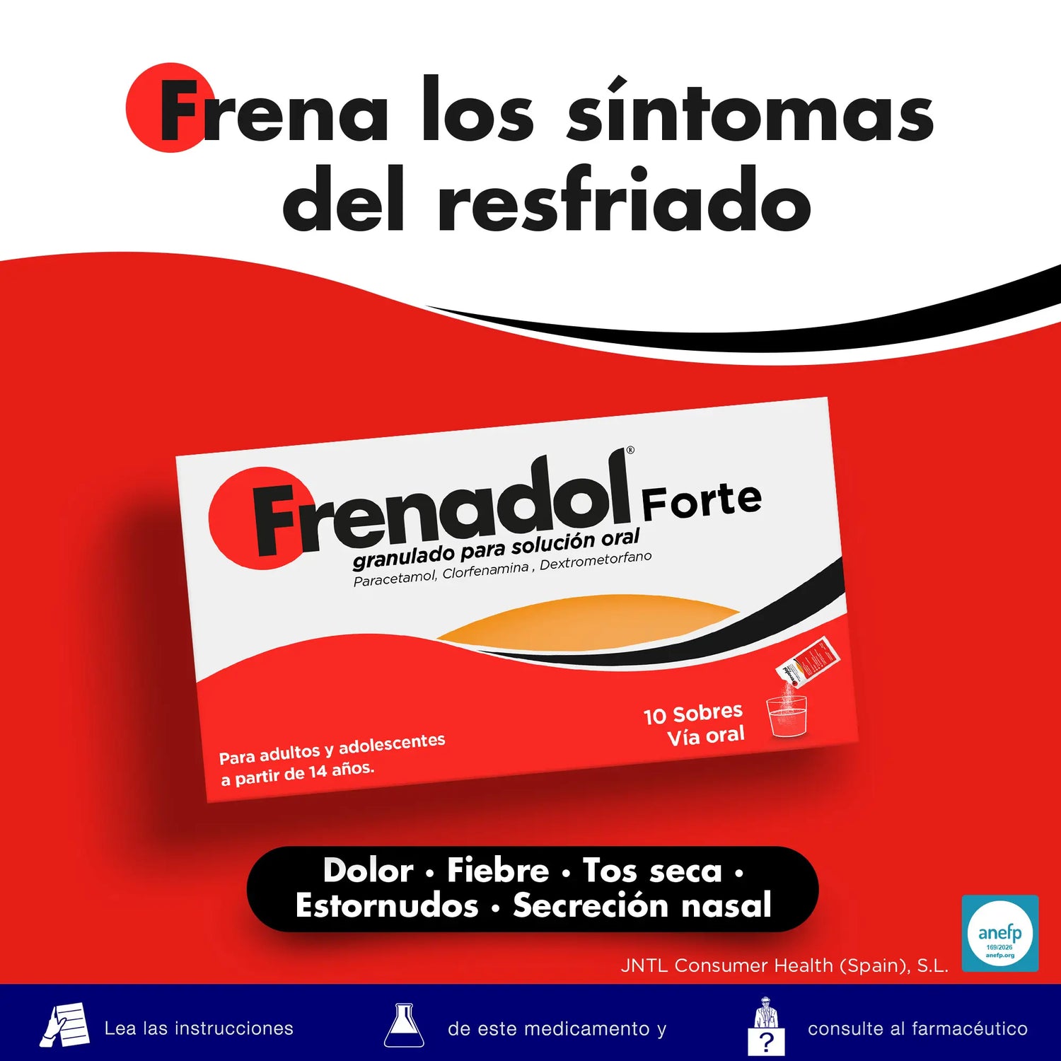 FRENADOL® Forte Anti-gripe, Via oral, 10 saquetas