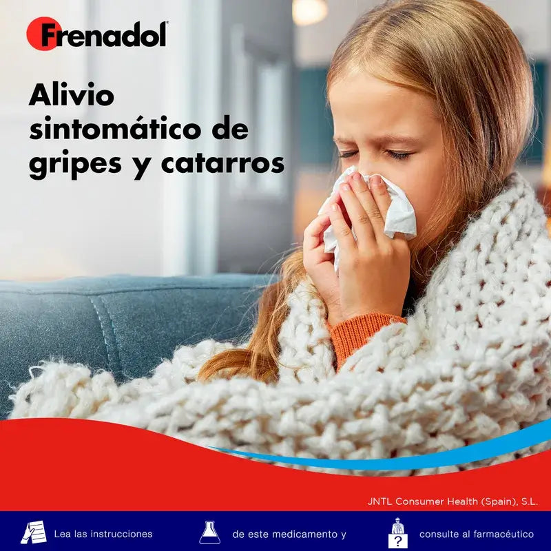Frenadol Junior Alívio da Gripe para Crianças, Sabor a Laranja, Via oral, 10 saquetas