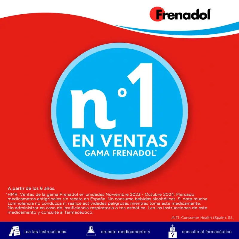 Frenadol Junior Alívio da Gripe para Crianças, Sabor a Laranja, Via oral, 10 saquetas