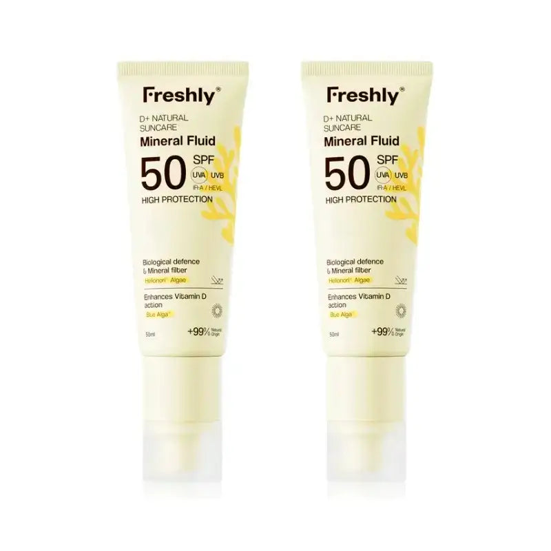 Freshly D+ Natural Suncare Mineral Fluid Spf50, Embalagem 2 x 50 ml