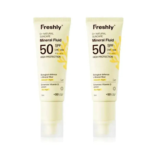 Freshly D+ Natural Suncare Mineral Fluid Spf50, Embalagem 2 x 50 ml