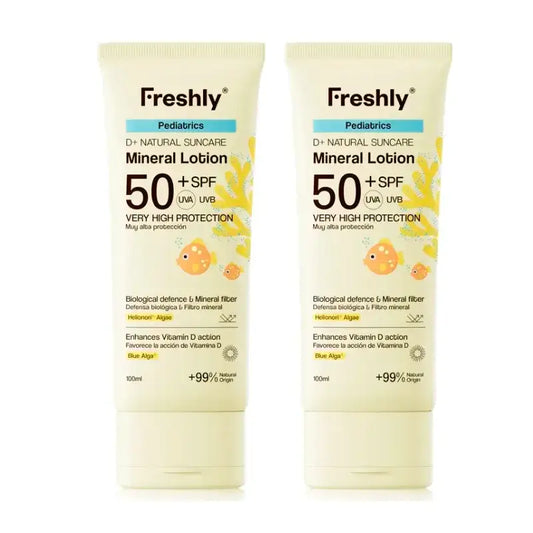 Freshly Pediatrics D+ Natural Suncare Mineral Lotion Spf50, Embalagem 2 x 100 ml