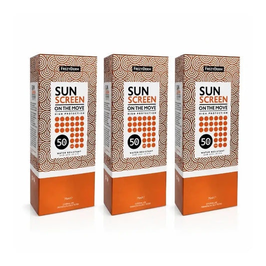 Frezyderm Protetor Solar Em Movimento Alta Proteção FPS 50 Embalagem 3 x 75 Ml