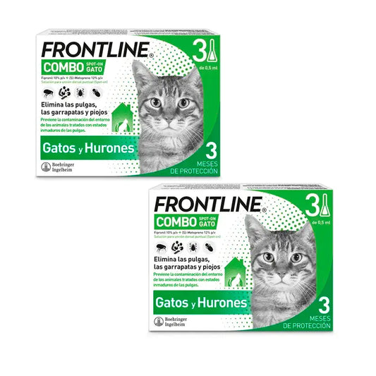 Frontline Combo Gatos e Furões, Embalagem 2 x 3 Pipetas x 0,5 ml