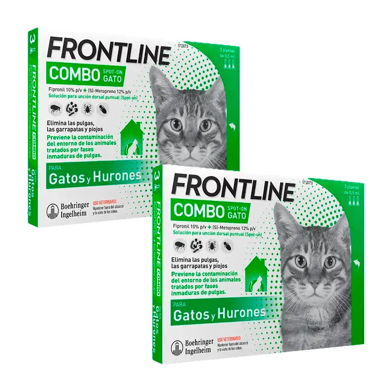 Frontline Combo Gatos e Furões Spot On, Embalagem 2 x 6 Pipetas x 0,5 ml