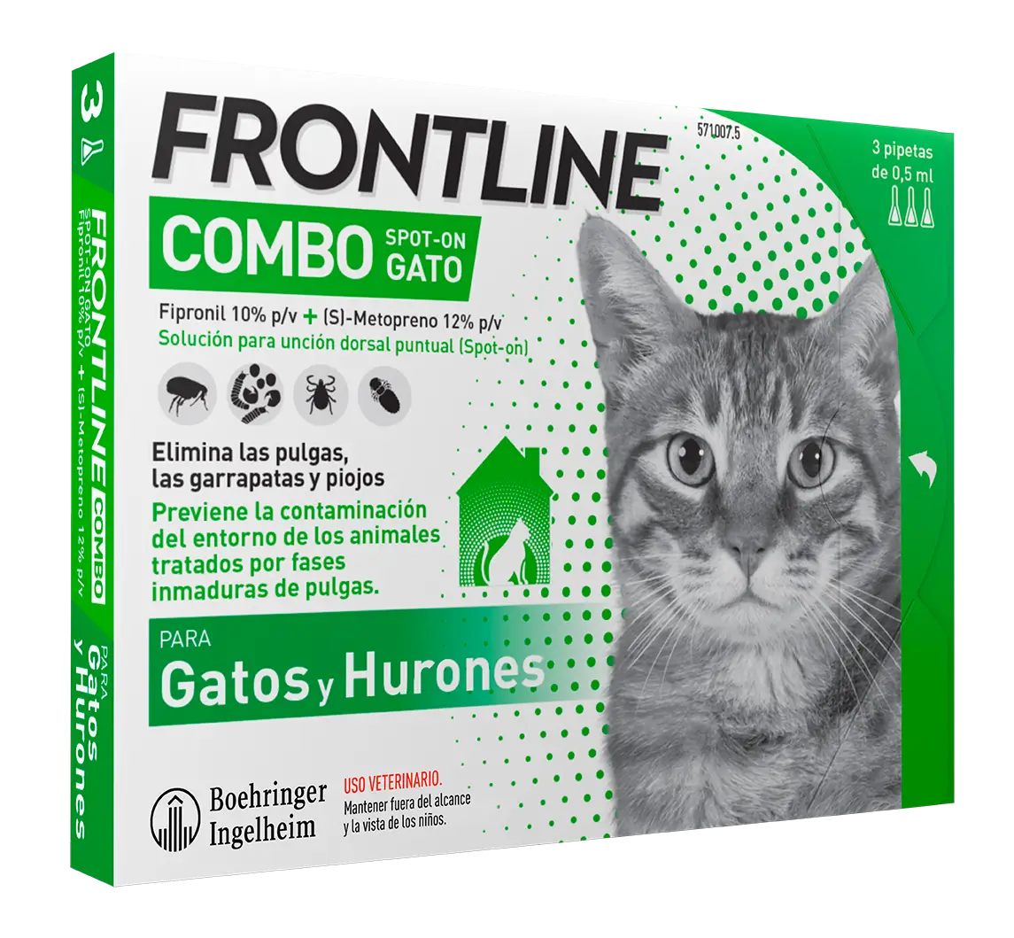 Frontline Combo Gatos e Furões Spot On, 6 Pipetas x 0,5 ml